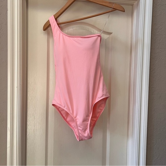Cremieux One Shoulder One Piece Bow Bathing Suit, Pinky Peach, size Small - Picture 9 of 10